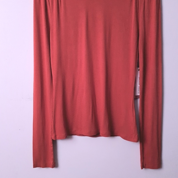 F21 Contemporary Mock Neck Long Sleeve Knit Top Rust Women's M - Picture 3 of 13